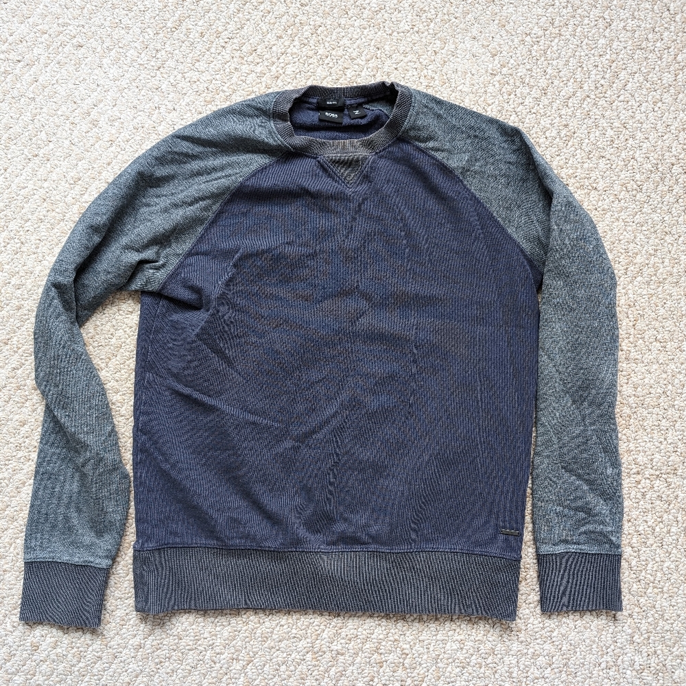 Hugo Boss cotton sweater, blue and grey
